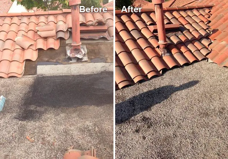 Flat Roof Leak Repair & Pitched Roof Tiles Installation