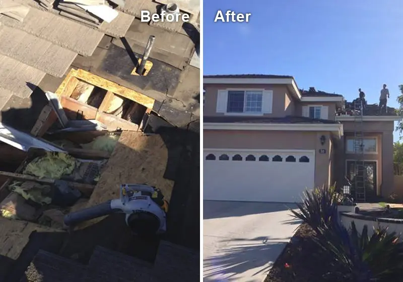 Replaced Plywood Sheathing & Re-Installation of Roof Tiles